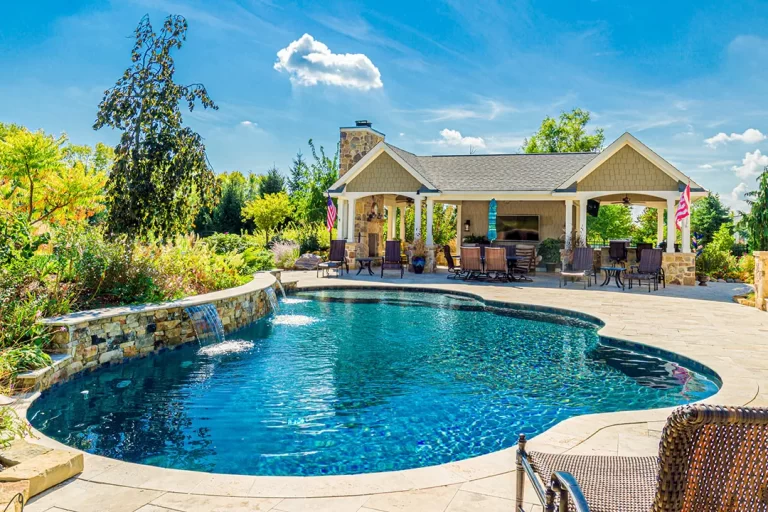 46 Real Estate Photography. Luxury pool and pool house.